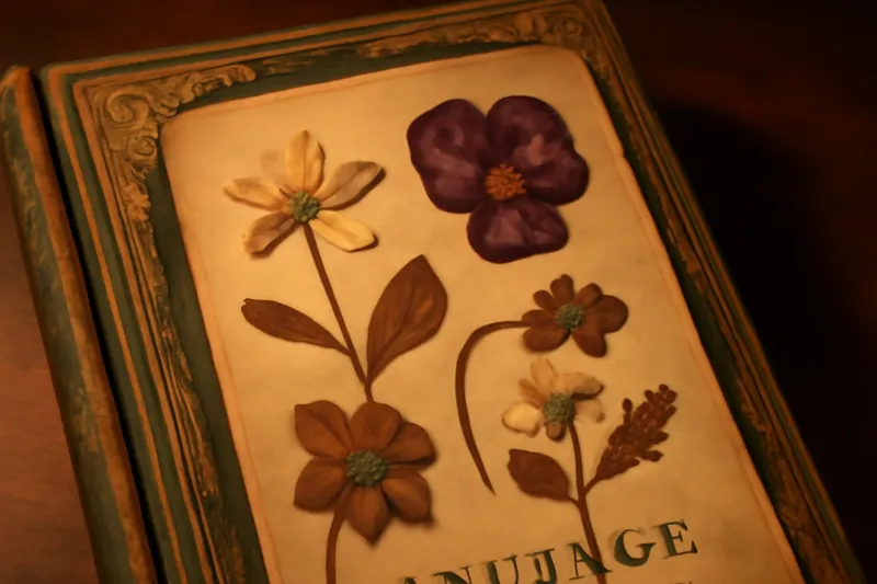 Livre ancien illustré de fleurs aux pétales colorés