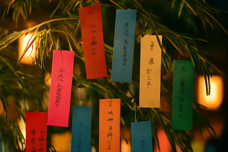 Illustration évoquant la fête japonaise de Tanabata
